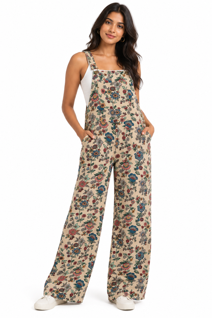 Tan Flower overalls