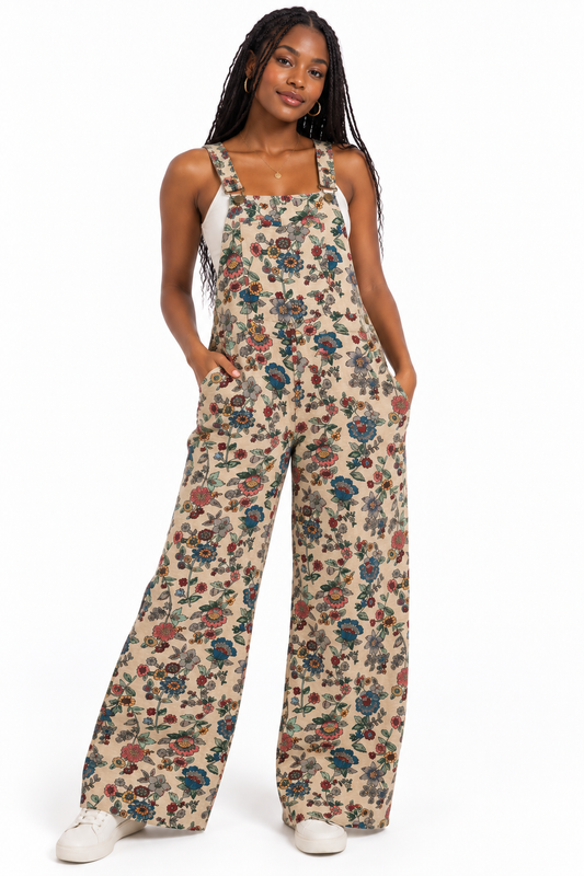 Tan Flower overalls